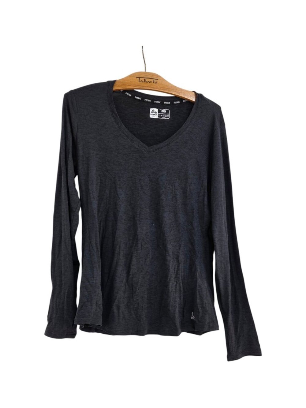 RBX Active Women's Size Large V Neck Long Sleeve Active Shirt Heather Gray NWT